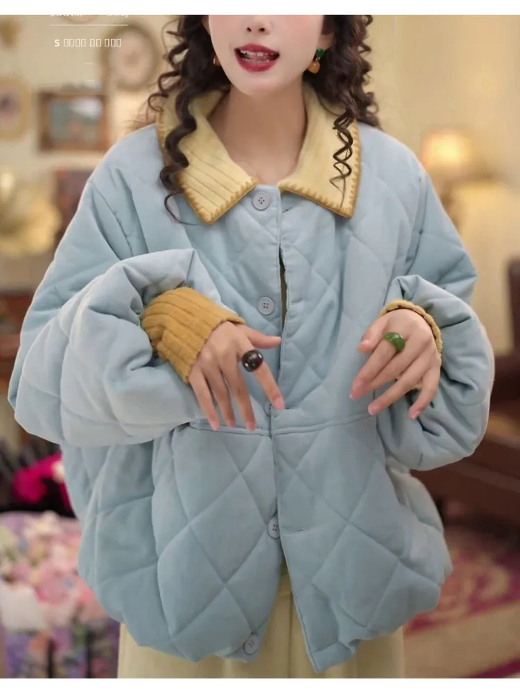 

Модная универсальная женская хлопковая куртка свободного кроя с длинными рукавами в гонконгском стиле, красивая, универсальная, из хлопка.