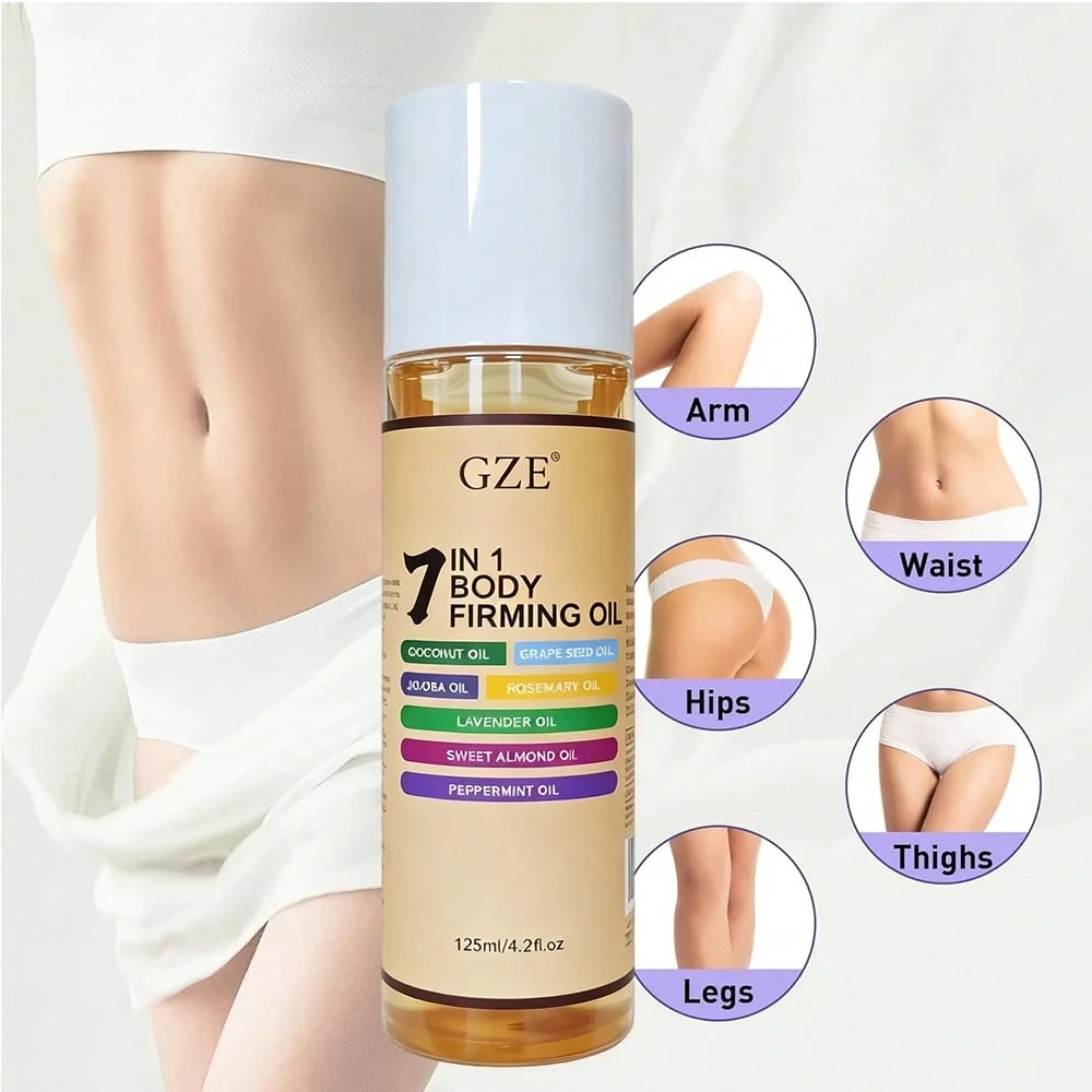 GZE 7 IN 1 BODY FIRMING OIL - Hydrate & Nourish Light Beige/Hair, Unisex, Moisturizes And Smoothes Body Oil, Essential Oil