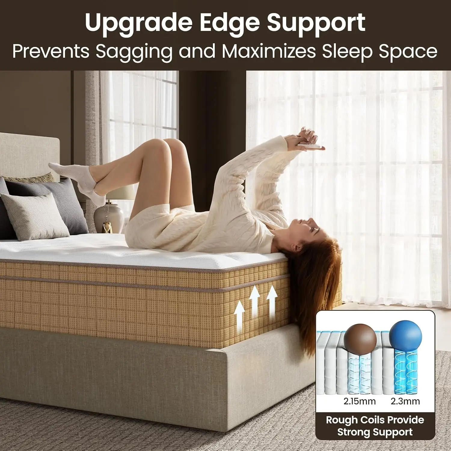 14 Inch Medium Firm Queen Hybrid Mattress with Zoned Support | CertiPUR-US Certified Foam with Cooling Comfort, Customized