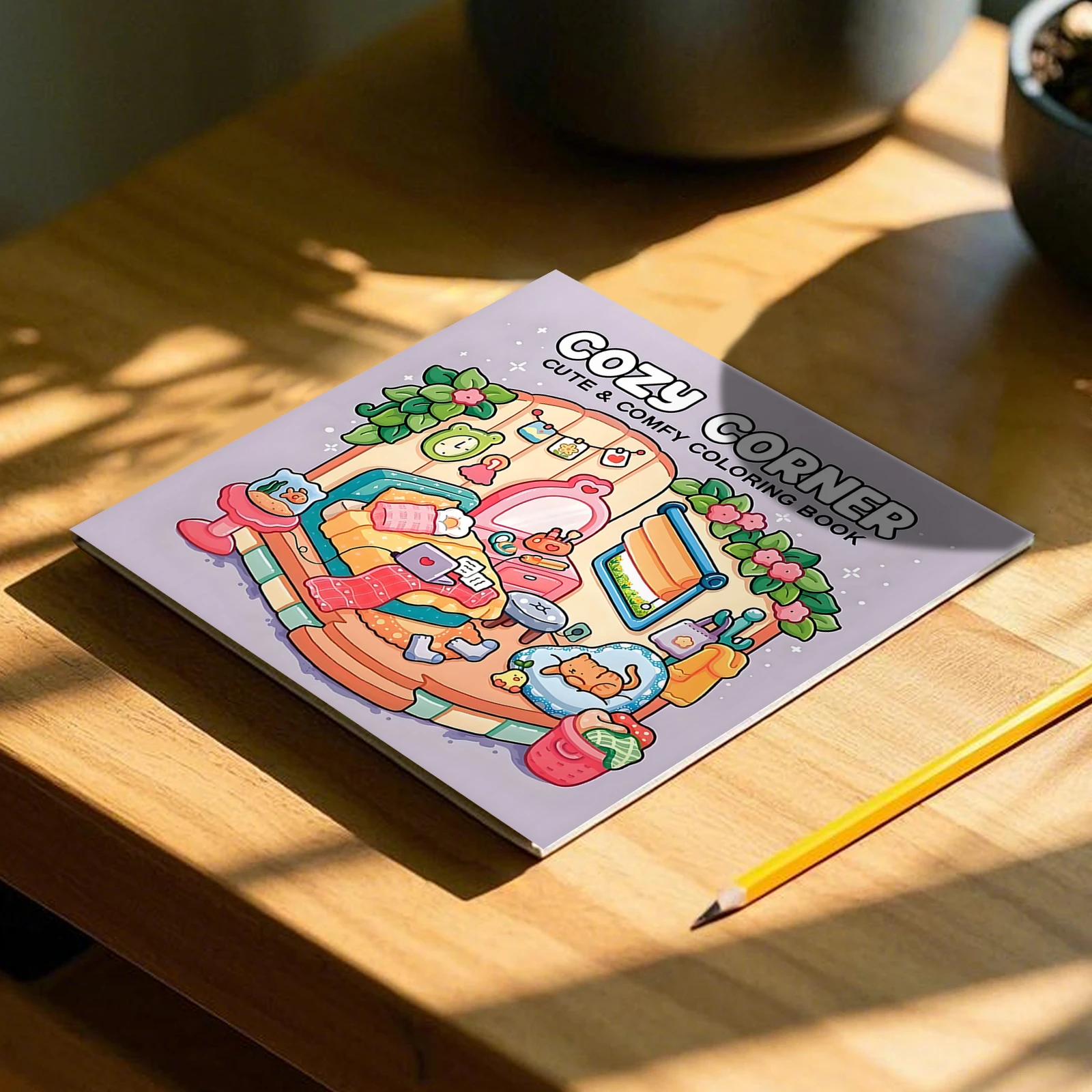 Coloring Book COZY CORNER CUTE & COMFY for Adults And Teens Featuring Educational Doodles Book For Relaxation Small Gift