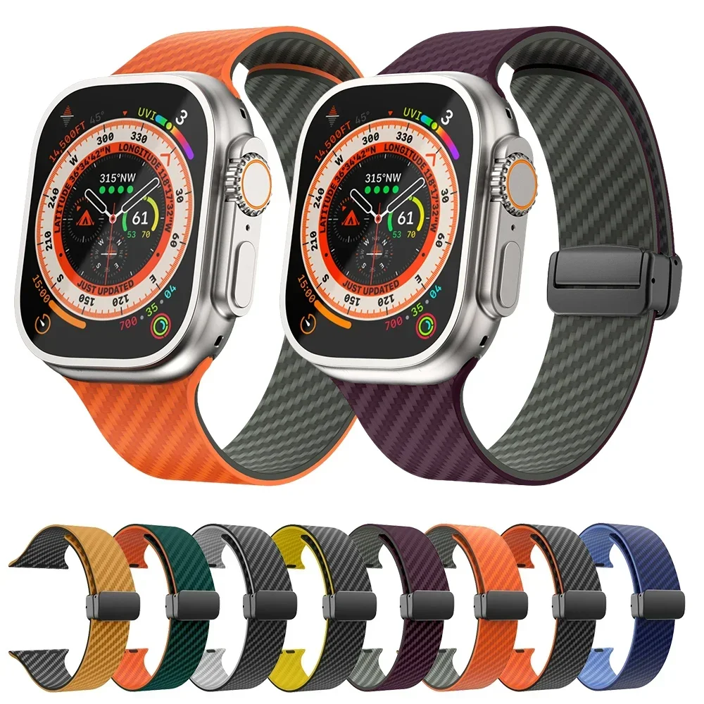 Pulseira magnética dobrável d para apple watch série 8 ultra 49mm 45mm 41mm pulseira 44mm 40m 42mm 38mm iwatch série 7 6 se 5