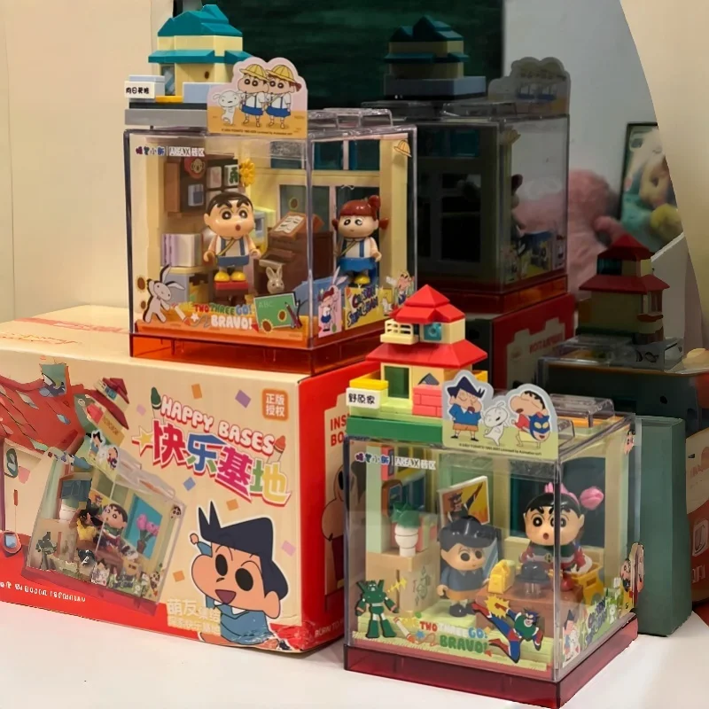 AREA-X Crayon Shin-chan Series Building Block Fun Base Box Assembly Model Educational Toys Desktop Ornament Gift view 5