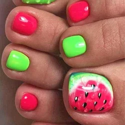 Parche de cubierta completa para uñas de los pies, accesorio con Estampado de sandía, verde y rojo, 24 piezas