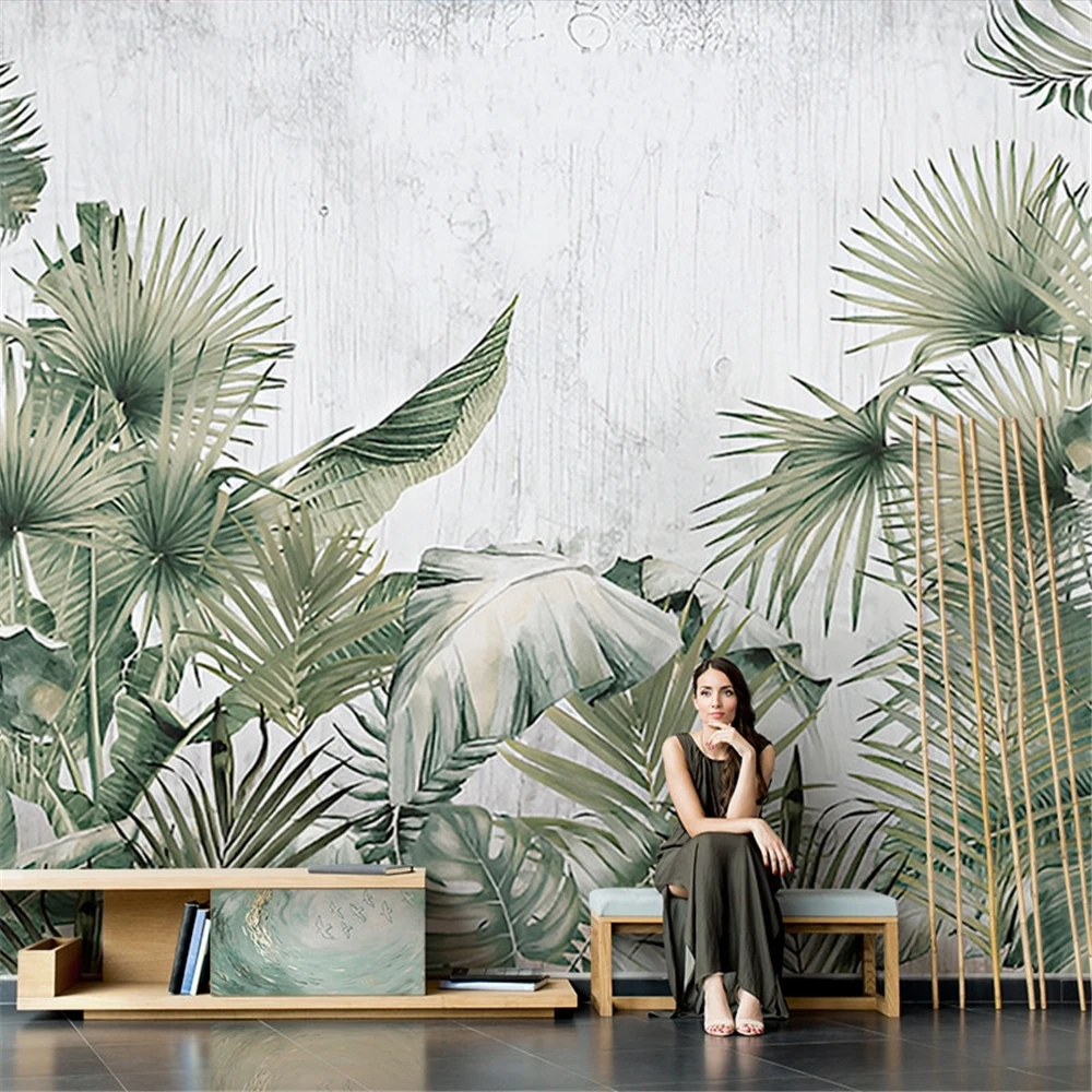 Custom Nordic 3d tropical rainforest plants wallpaper living room TV background homestay decoration 3D mural wall covering house