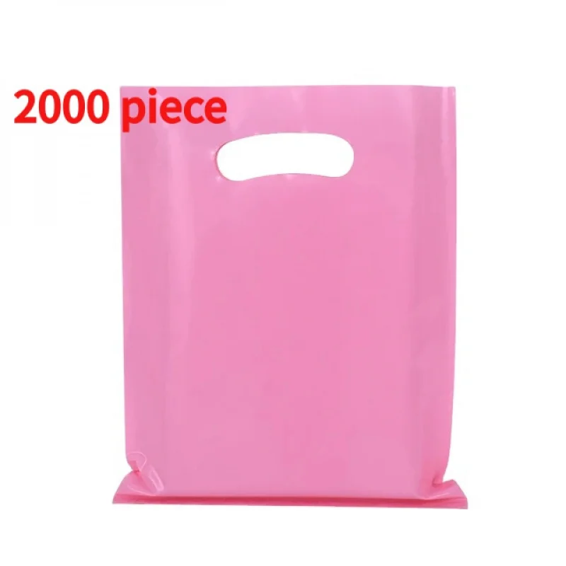 20 00piece.Custom.Customized Logo 15x18 4 Reusable Foldable Pink Shop Boutique Gifts Die Cut Handle Bag Carry Bag Plastic Shopp