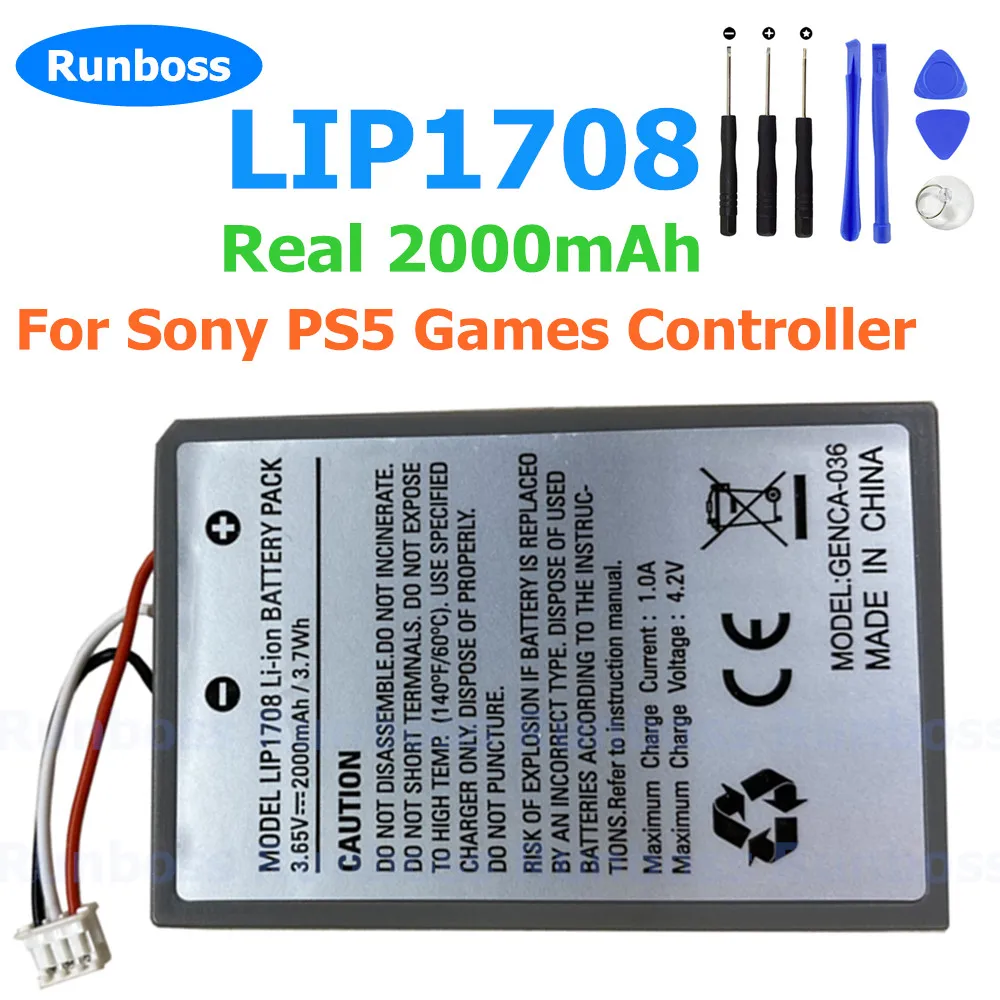 New 2000mAh LIP1708 For Sony PS5 Controller Battery Rechargeable Built-in Lithium Battery For DualSense Game Controller 3.65V