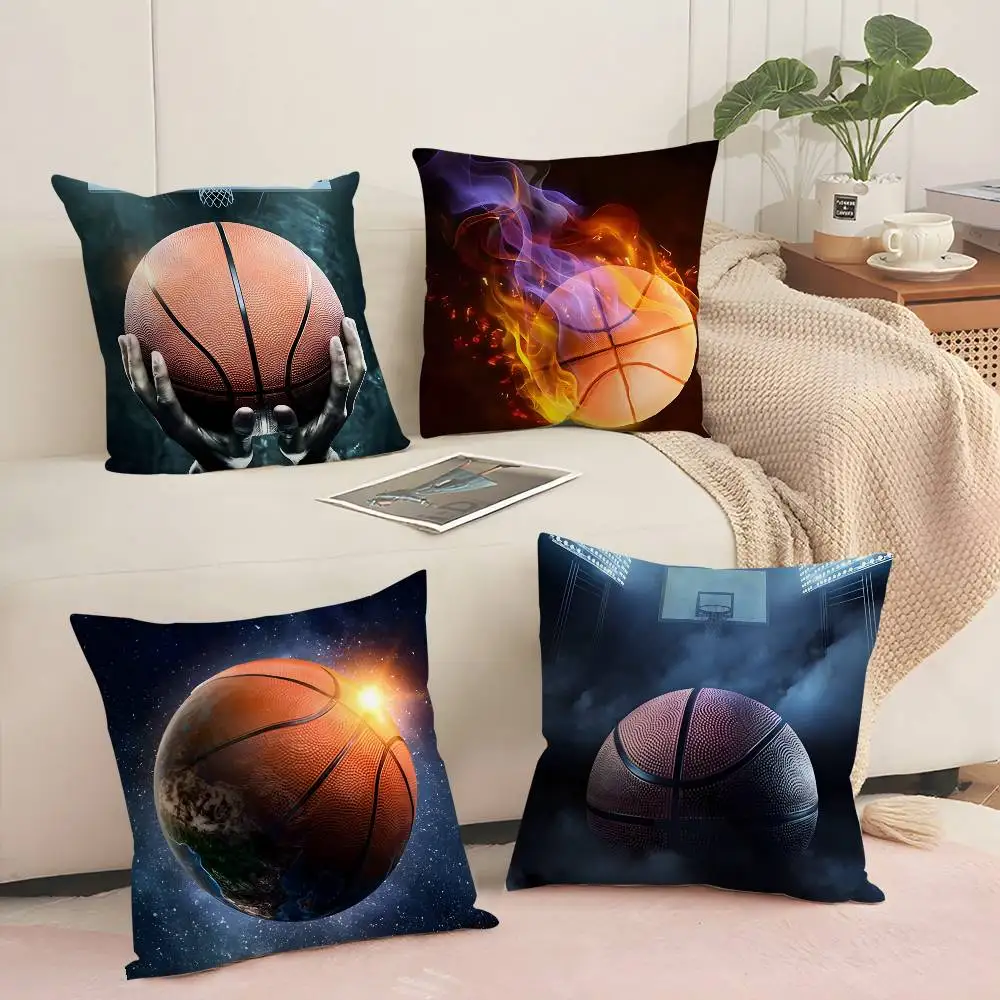 

Basketball Wall Art Boys Pillow Case Sofa Decorative Home Double-sided Printing Short Plush Cushion Pillow Cover Holiday Gift