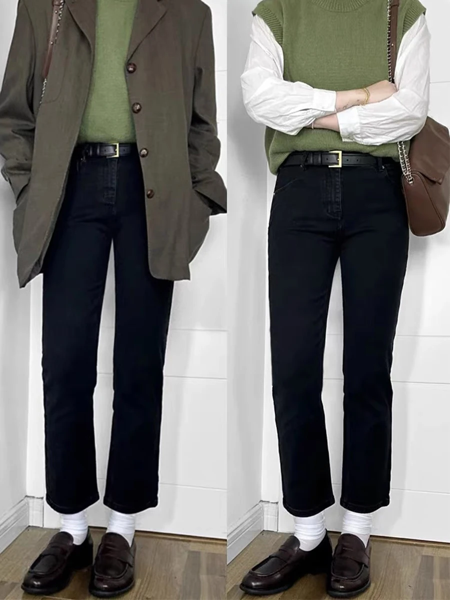 

Джинсы женские с высокой талией, эластичные, прямые, утягивающие, зауженные, больших размеров, весна-осень