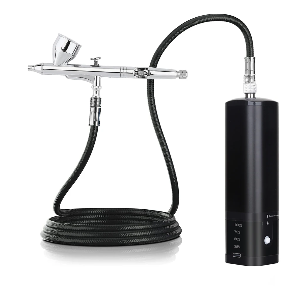 Best Quality Cordless Airbrush Kit with Compressor High Pressure Replace Battery Power Display Regulator Air Brush Spray Gun 