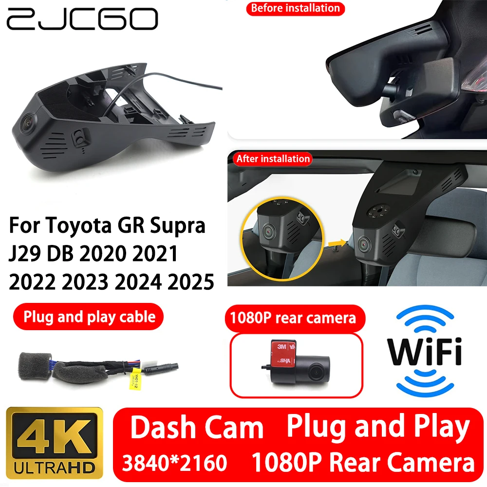 Cámara Delantera y Trasera 4K 2160P para Toyota GR Supra J29 DB 2020 2021 2022 2023 2024 2025, Dashcam con Wifi, Plug and Play, Grabador de Video