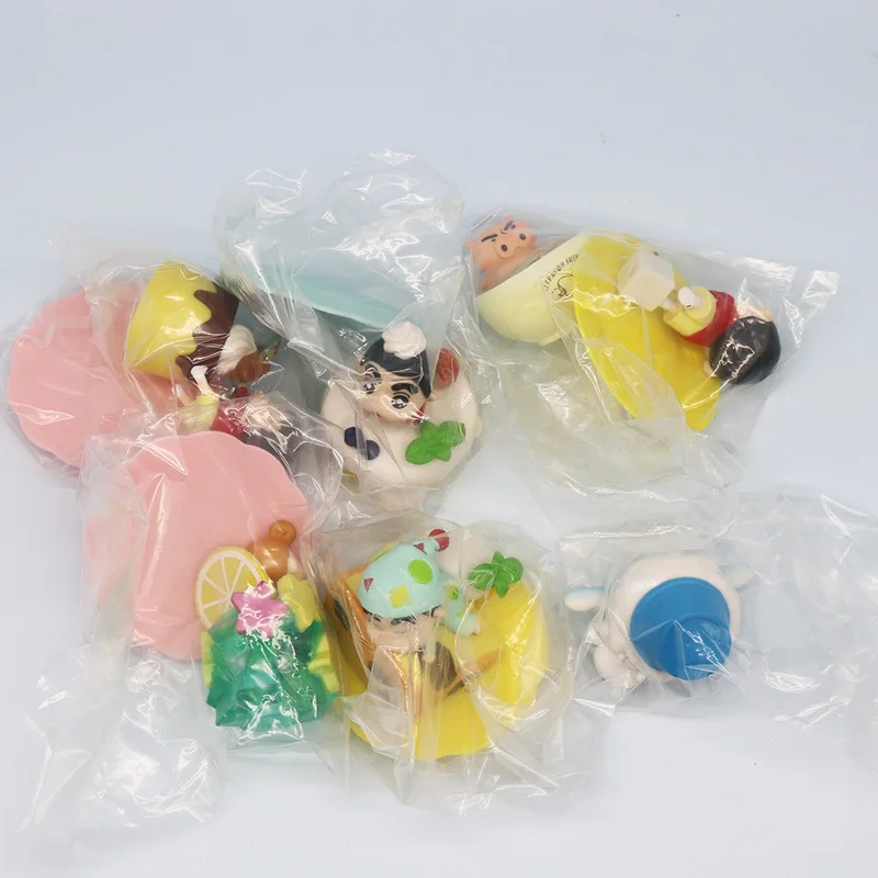 Figurines de Dessin Animé Shin Chan pour Enfant, Collection d'Ornements de Gâteau au Beurre, Modèle Kawaii, Cadeau, 6 Pièces