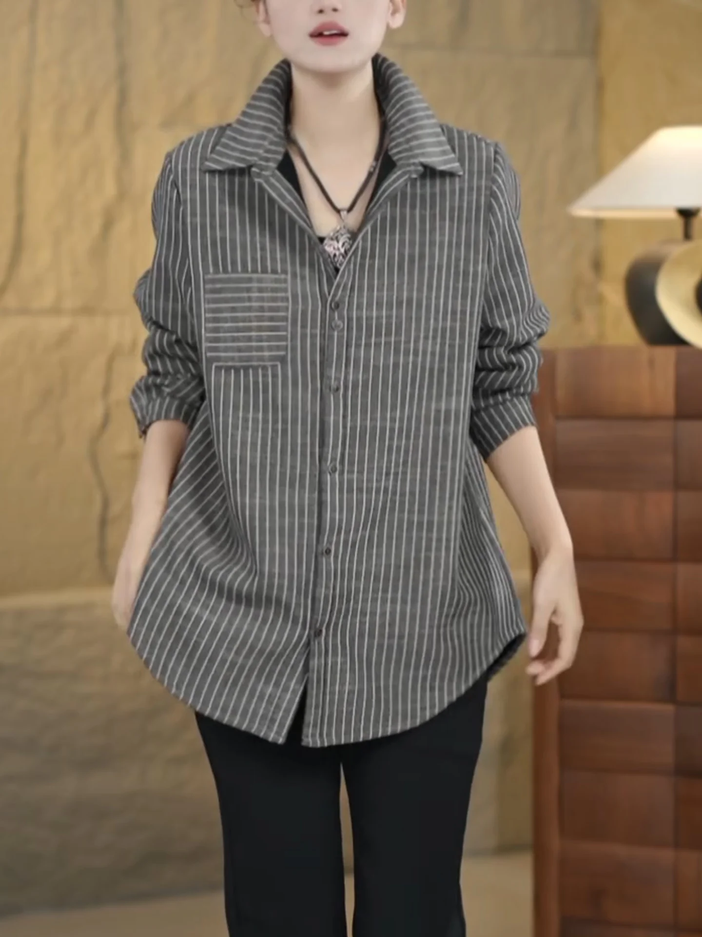 

Осенне-зимний клетчатый кардиган с длинными рукавами, свободный повседневный топ для женщин, модный, больших размеров, высокого качества, средней длины, на пуговицах