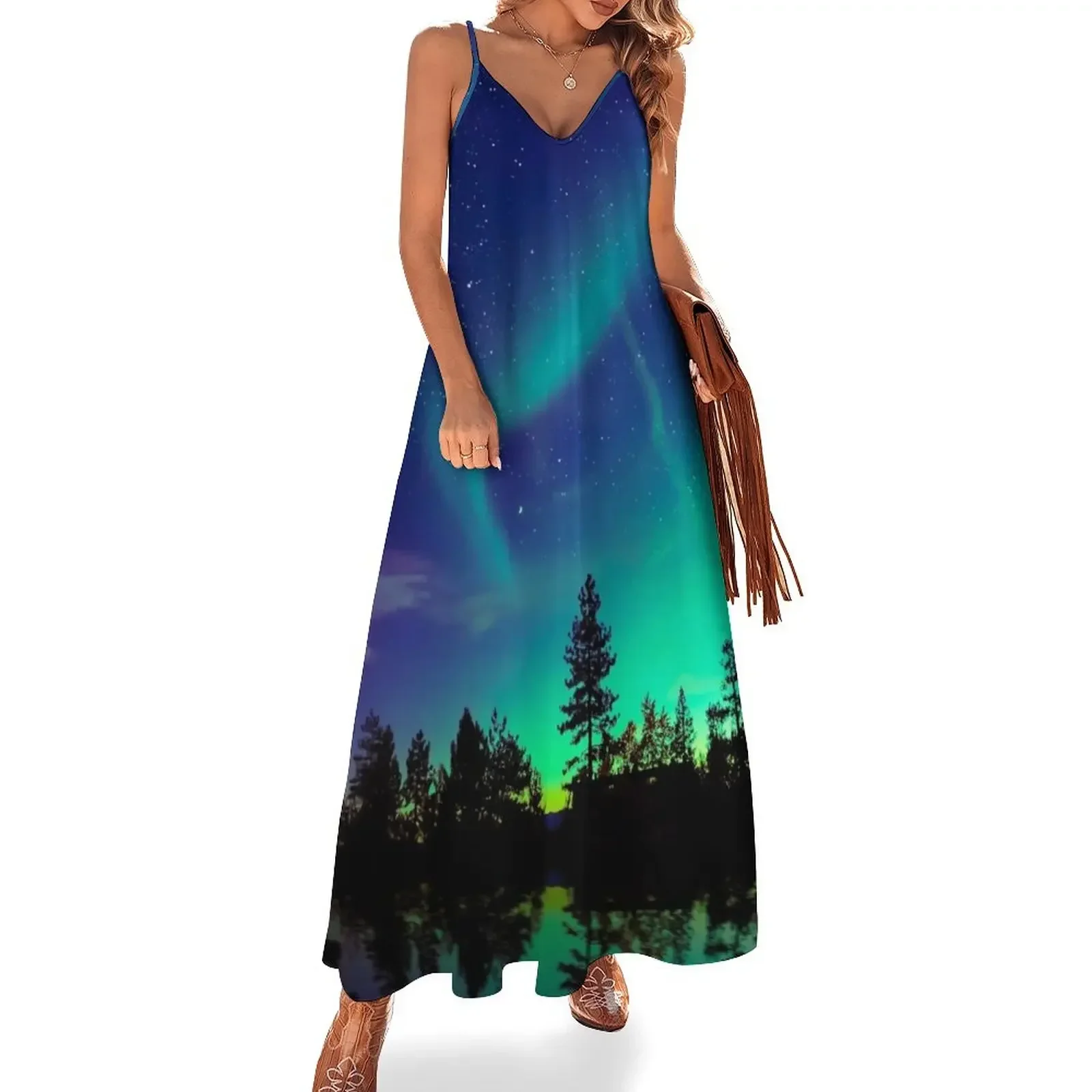 Northern Lights 4 Sleeveless Dress women dresses long dress women summer Women's summer dress loose women's