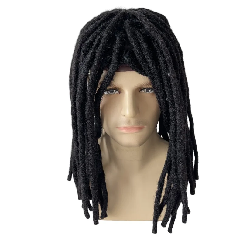 14 Inches Burmese Virgin Human Hair Systems #1b Black Color 8x10 Full PU Toupee Skin Dreadlocks Unit for Black Men