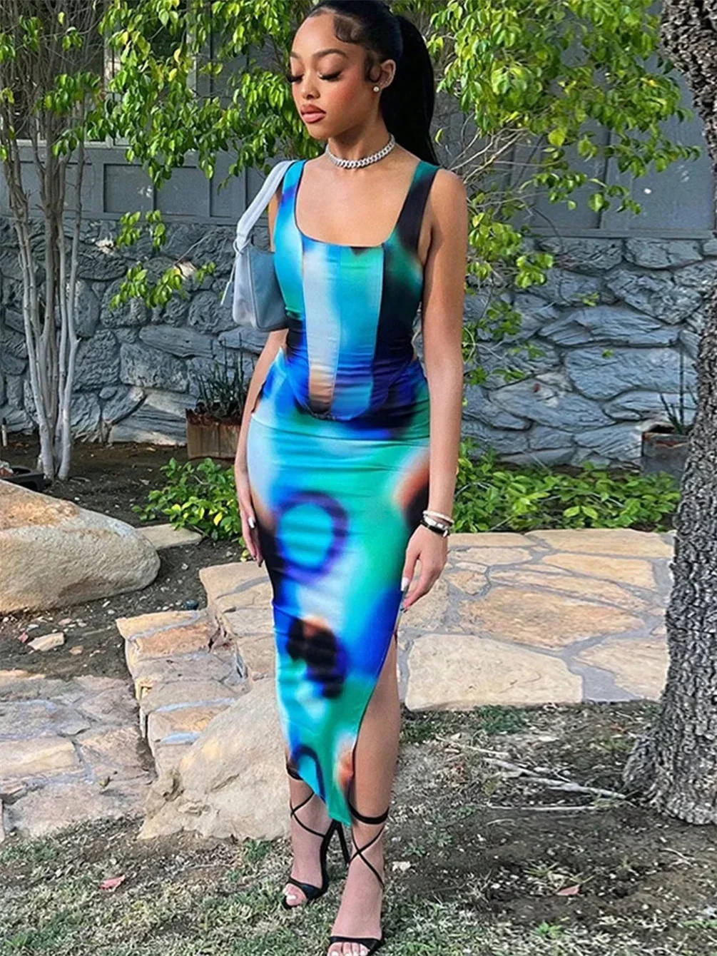 Classic new sex double shoulder sling tight sexy evening gown Ladies PROM Party Dress Blue toga Cocktail sequin dress