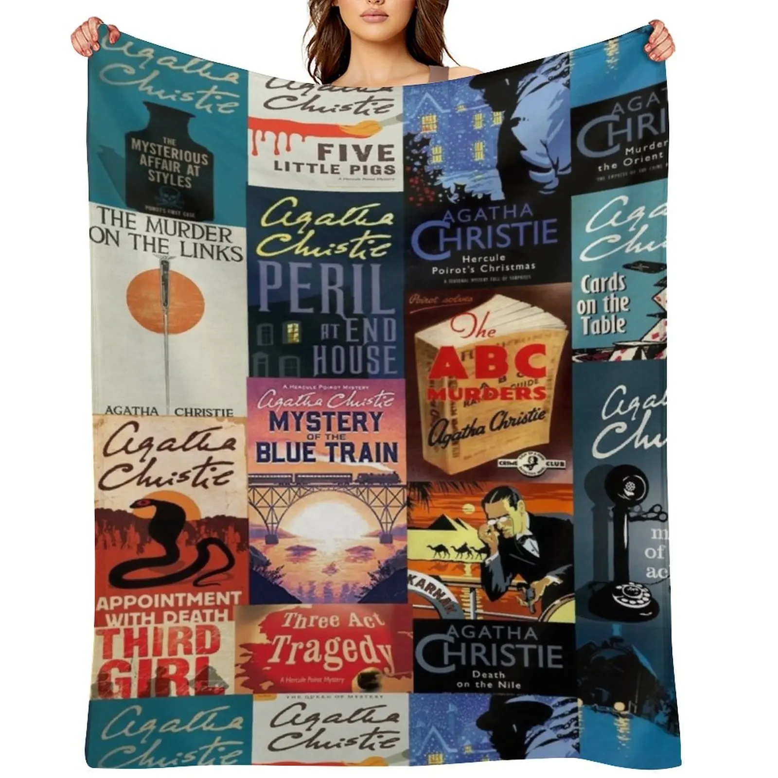 

Agatha Christie Hercule Poirot Books Poster Throw Blanket Decorative Sofas valentine gift ideas Sofas For Baby Blankets