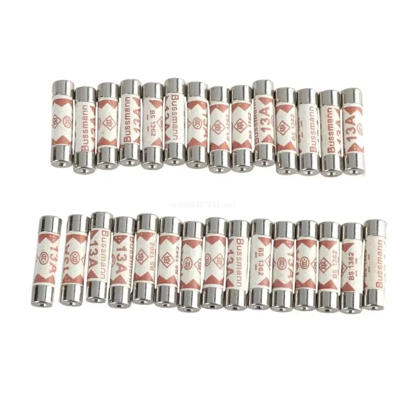 Pack Of 30 UK Standard Ceramic Fuses 13Amp Tube Fuses Electrical Safes Fuses Flame Retardant Fuses for Extension Leads