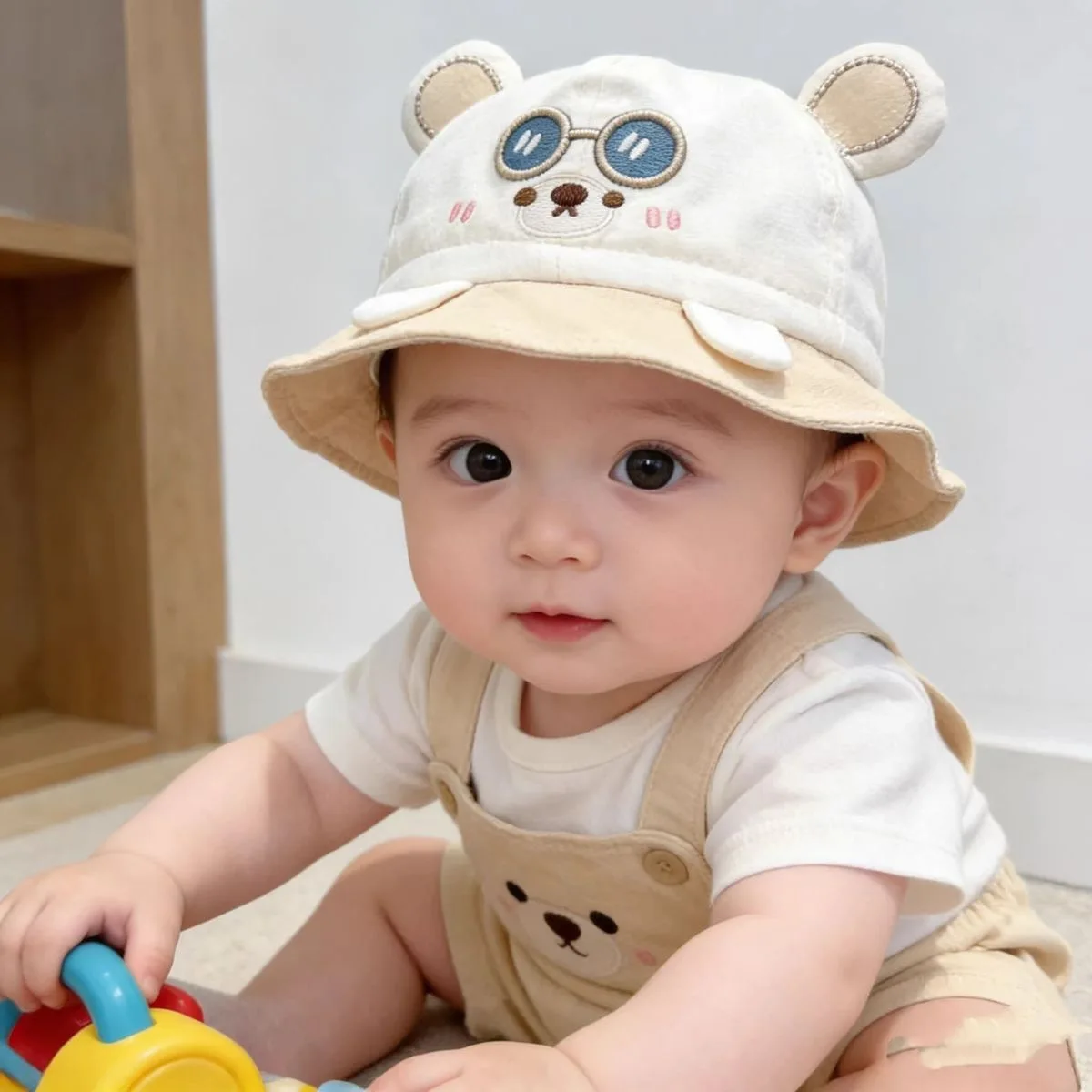 Baby Hat for Spring and Autumn, Lightweight Sun Protection Cap for Boys, Stylish Adjustable Fisherman Hat for Infants and Toddle view 2