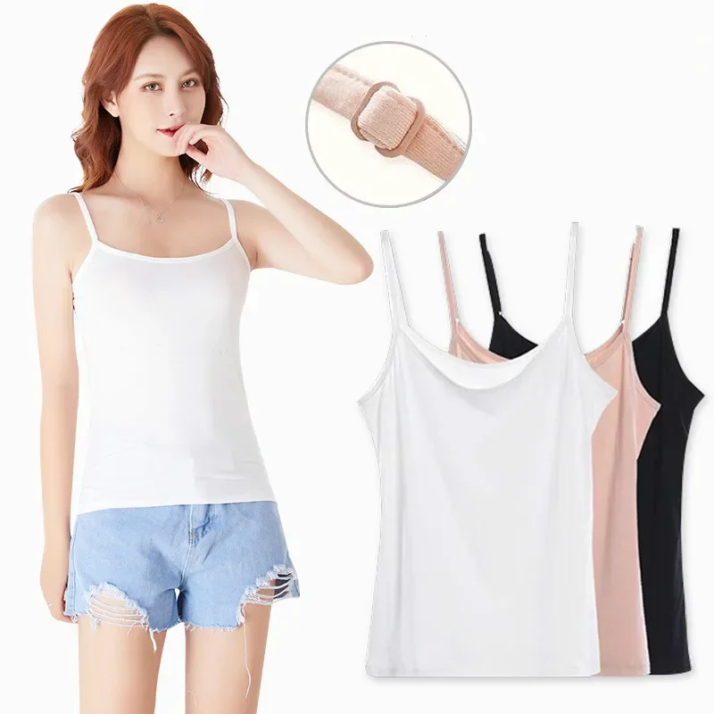 Summer Tank Top Women Casual Camisoles Women's Tops T-shirt Adjustable Strap Cropped Vest Female Camis Fashion Modal Tops