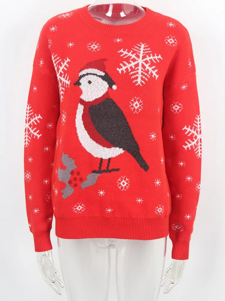 Kerst O-hals trui Damesmode Eenvoudige wintertrui Jumper Hoge elastische gebreide herfst Vrouwelijke Basic Casual trui Tops