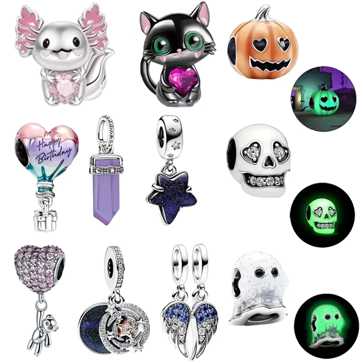 

Новинка в горячей продаже, оригинальные очаровательные бусины, подходят для ожерелья, браслета для женщин, серебро 925, свечение, обесцвечивание, кулон, ювелирные изделия из бисера, подарок