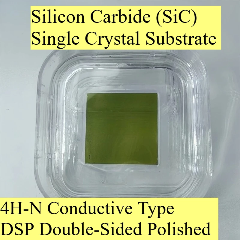 Multi Size Square Conductive 4H-N SiC Wafer Double Side Polished Silicon Carbide Chip for RF Semiconductor Research  Lab Test