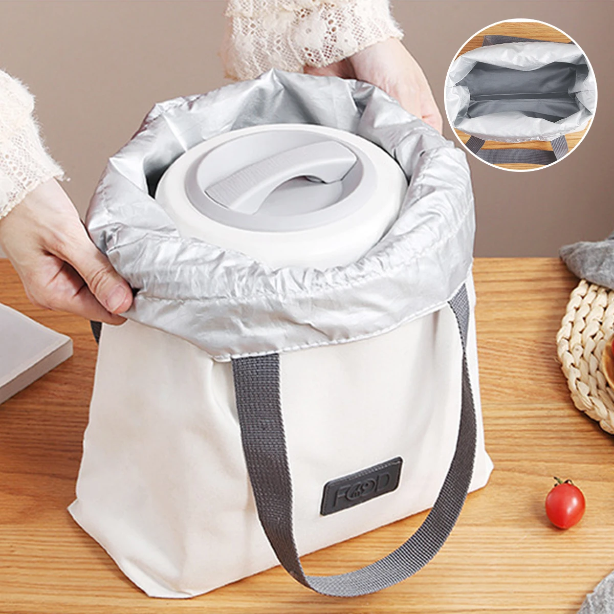 1pc lunch bag, bento bag, thickened aluminum foil, student portable insulated large lunch box bag, office worker meal bag