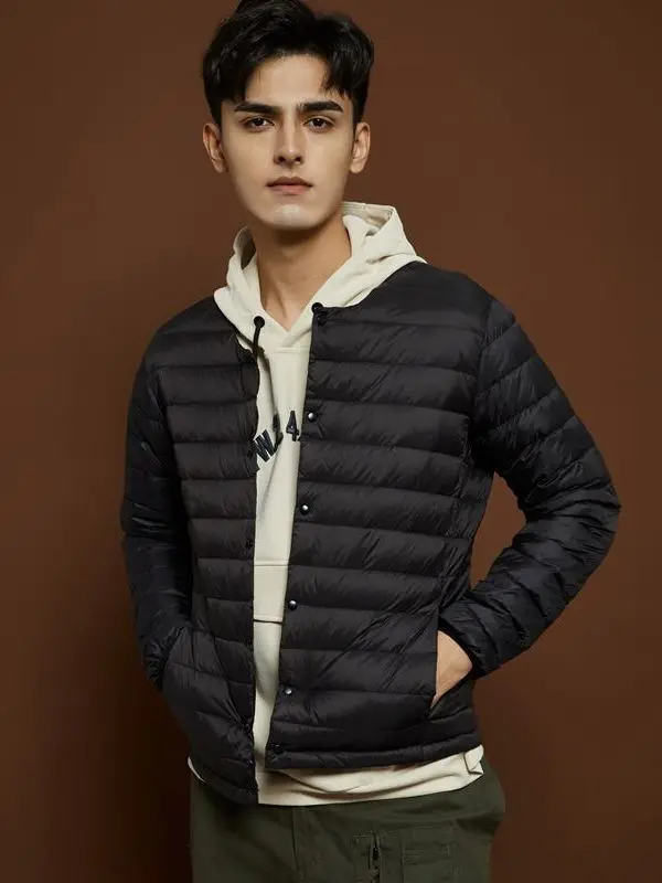 

Новая мужская хлопковая куртка с полосатой внутренней отделкой, большого размера, с длинными рукавами, круглым вырезом, удобная, дышащая, повседневная верхняя одежда.