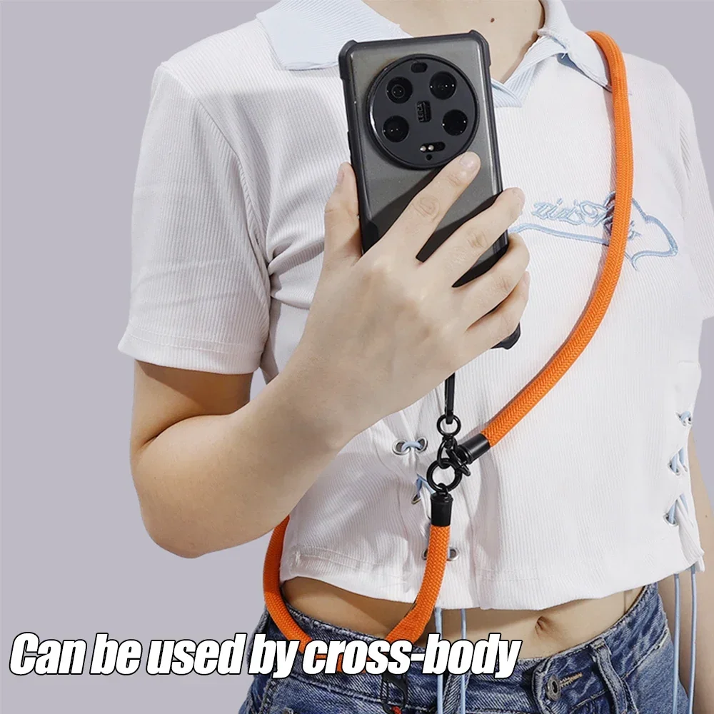 120cm Long Cell Phone Lanyard Anti-lost Crossbody Phone Strap Thick Adjustable Neck Band Chain with Patch for All Smartphone