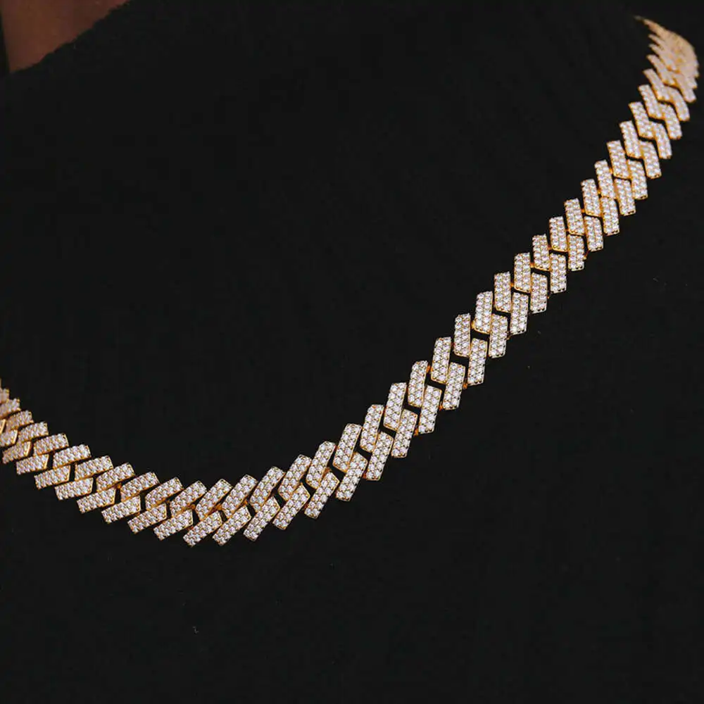 Luxury 10mm Iced Out Pass Diamond Tester Vvs Moissanite Jewelry 925 Sterling Silver Necklace Bracelet Women Men Cuban Link Chain