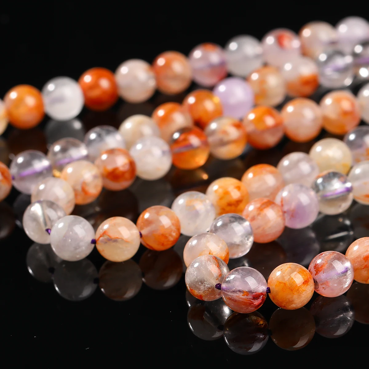 Geinuine Natural Stone Aurora Ghost Quartz Beads Round Loose Spacer Bead For Jewelry Making DIY Necklace Bracelets Accessory