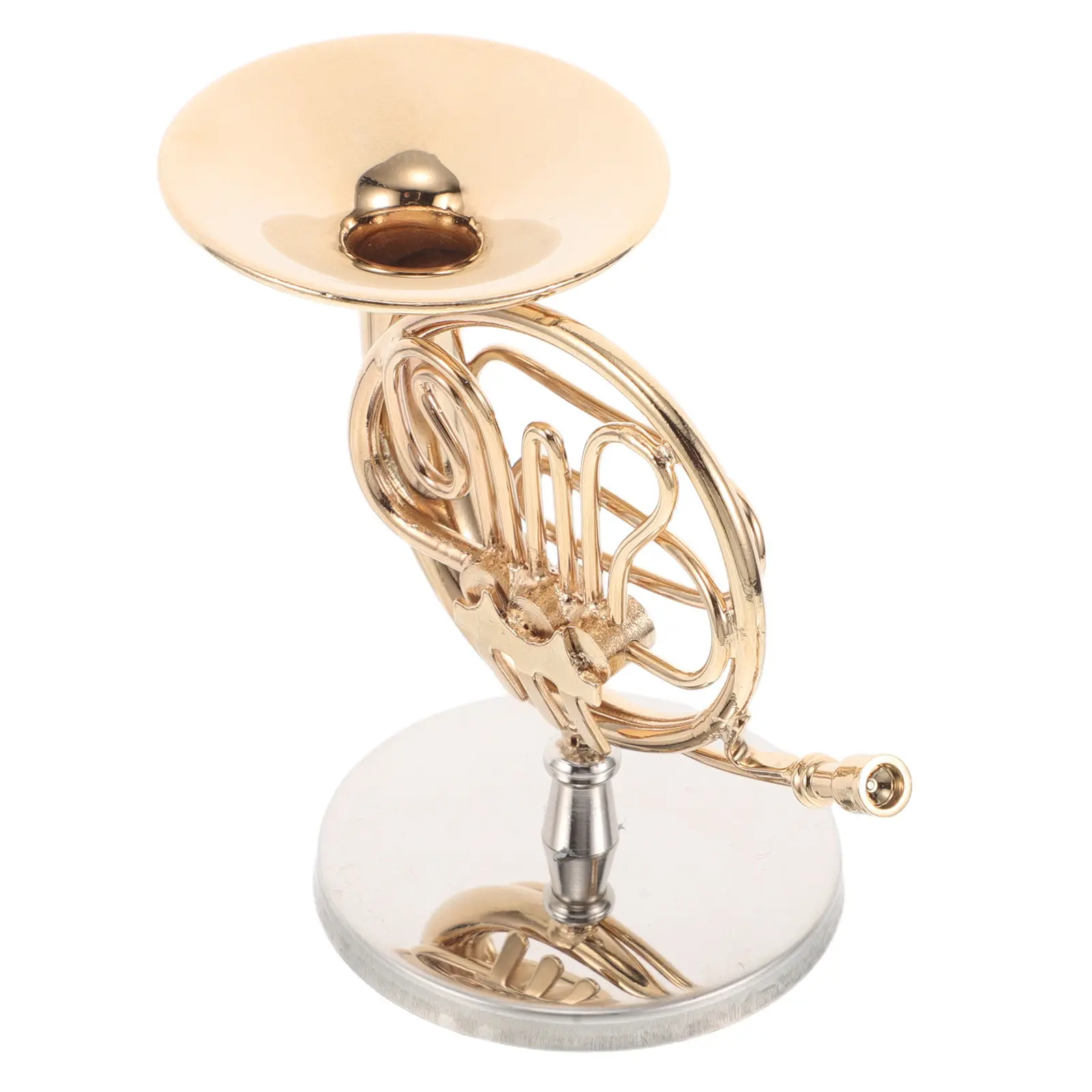 Realistic Miniature French Horn Handcrafted Delicate Craftsmanship Elegant Mini Musical Instrument Ornament for Dollhouse