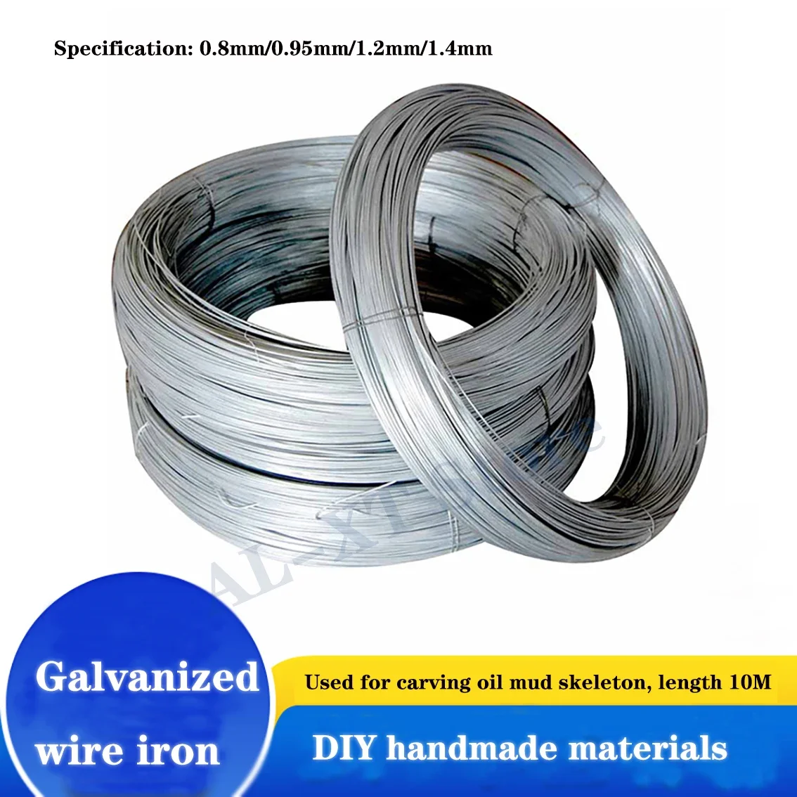 10Meters Galvanized Iron Wire 0.8mm/0.95mm/1.2mm/1.4mm Thin Wire Rope for Metal Sculpture Framing DIY Model Building Accessories