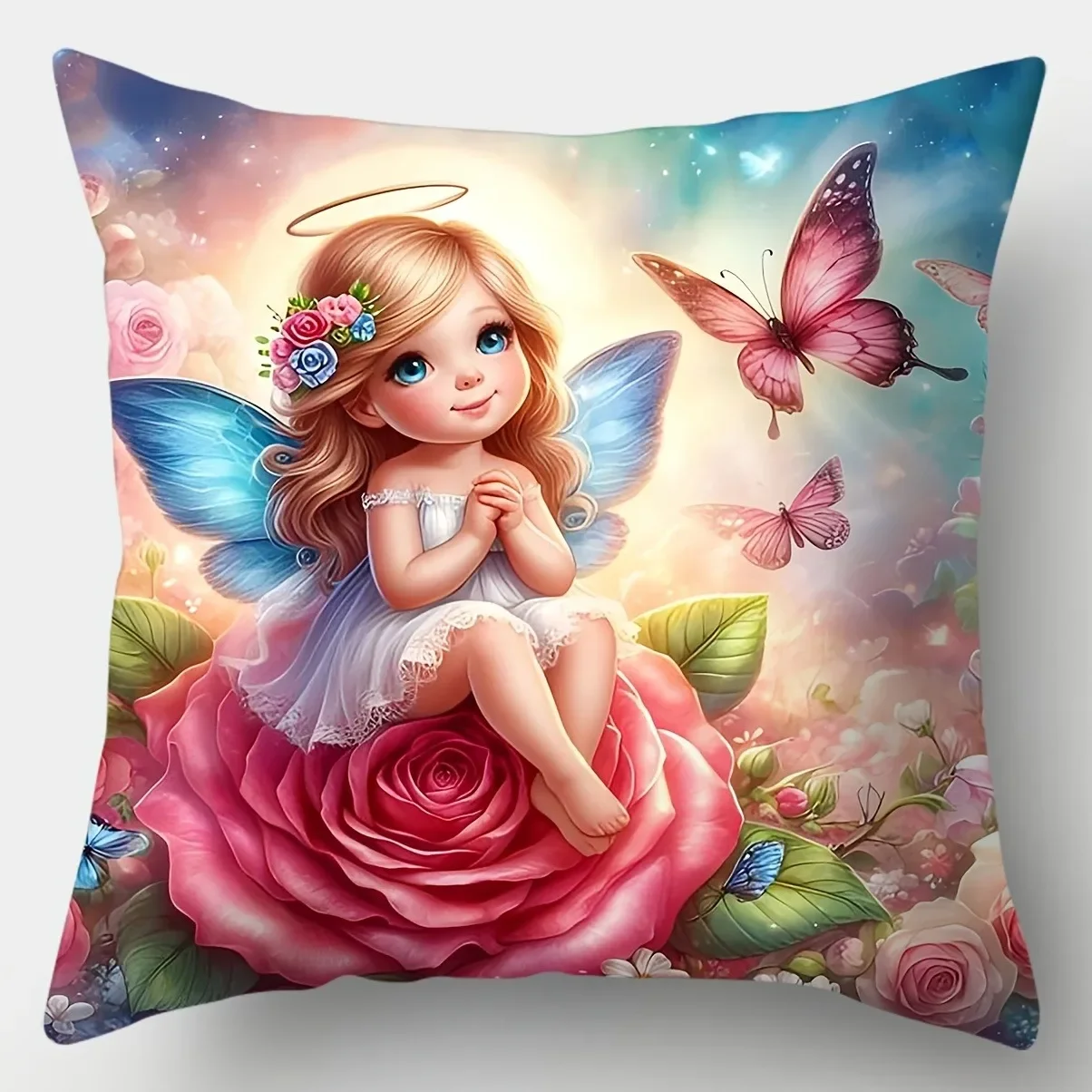 VIKAMA Valentine's Day Cushion Cover Adorable Angel Girl Design Living Room Sofa Cushion Cover Home Room Decor