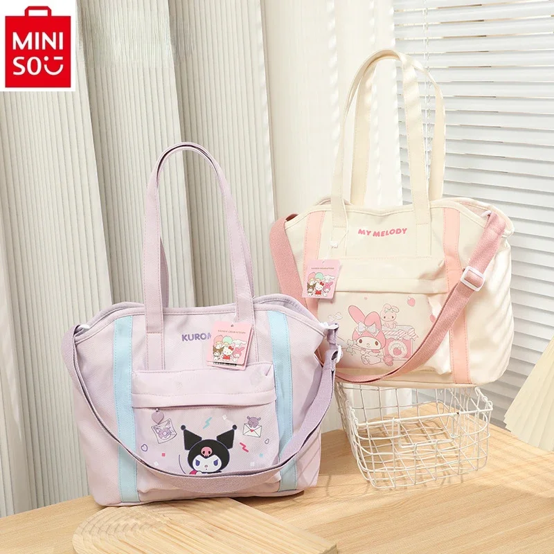 MINISO sanrio Hello Kitty Jade Gui Dog Print Large Capacity Drawstring Multi functional Storage Bag Women\'s Luggage Bag