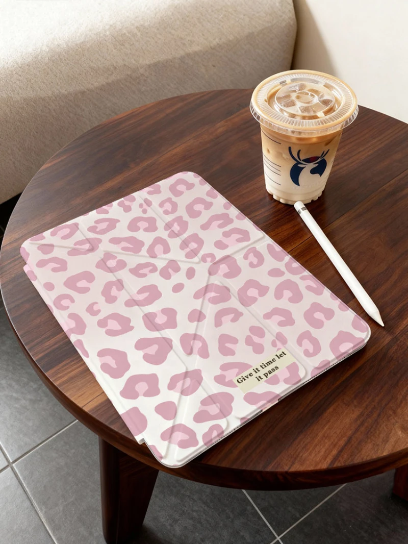 Pink Leopard Print Tablet Case For iPad Pro 11 12.9 13 A16 M2 M4 M3 M5 Shell 8.3 9.7 10.2 5/6/7/8/9/10/11th Mini Air 3 4 5 Cover