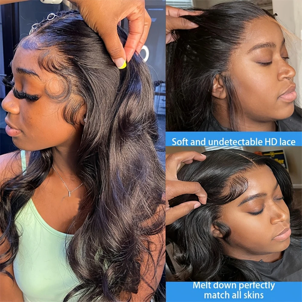 40 بوصة 13x4 الدانتيل الجبهة الباروكات شعر الإنسان 250% الكثافة الجسم موجة HD الدانتيل الجبهة الباروكات شعر الإنسان اللون الطبيعي غلويليس شعر مستعار للنساء #4