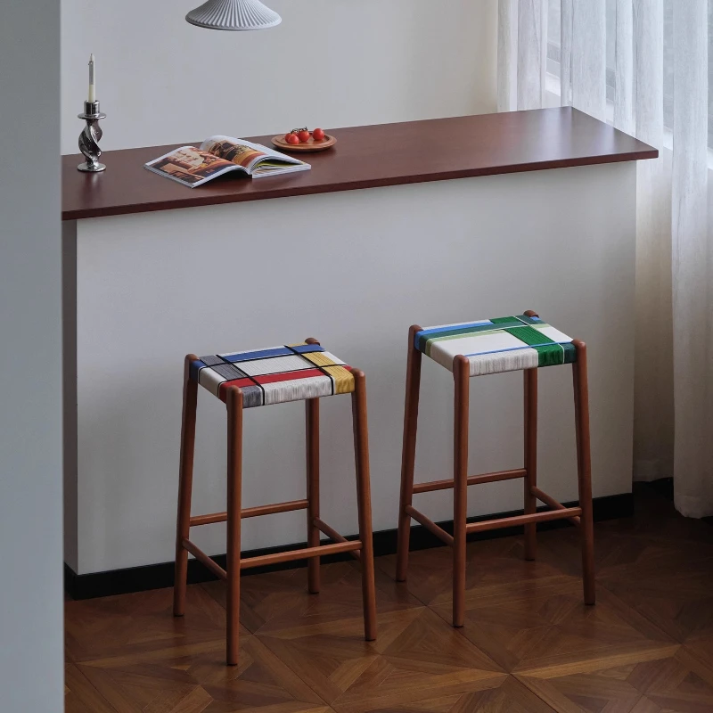 

Original retro bar stool cafe bar medieval solid wood high stool island solid wood home stool