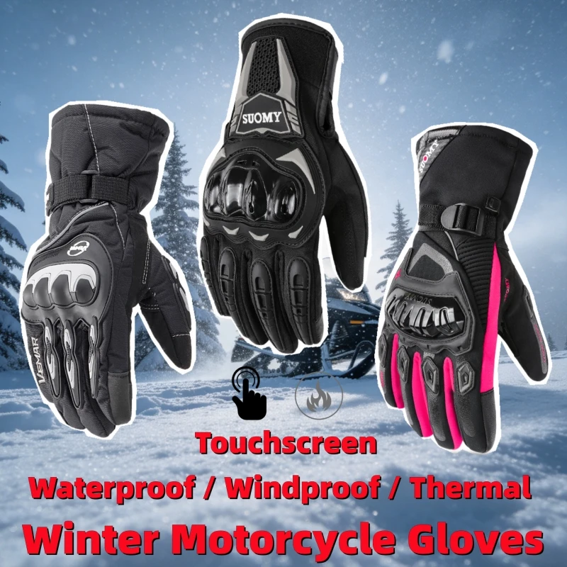 Winter Motorcycle Gloves Waterproof Windproof Thermal Touchscreen Anti-Slip Motocross Riding Gear for Men Women Gloves