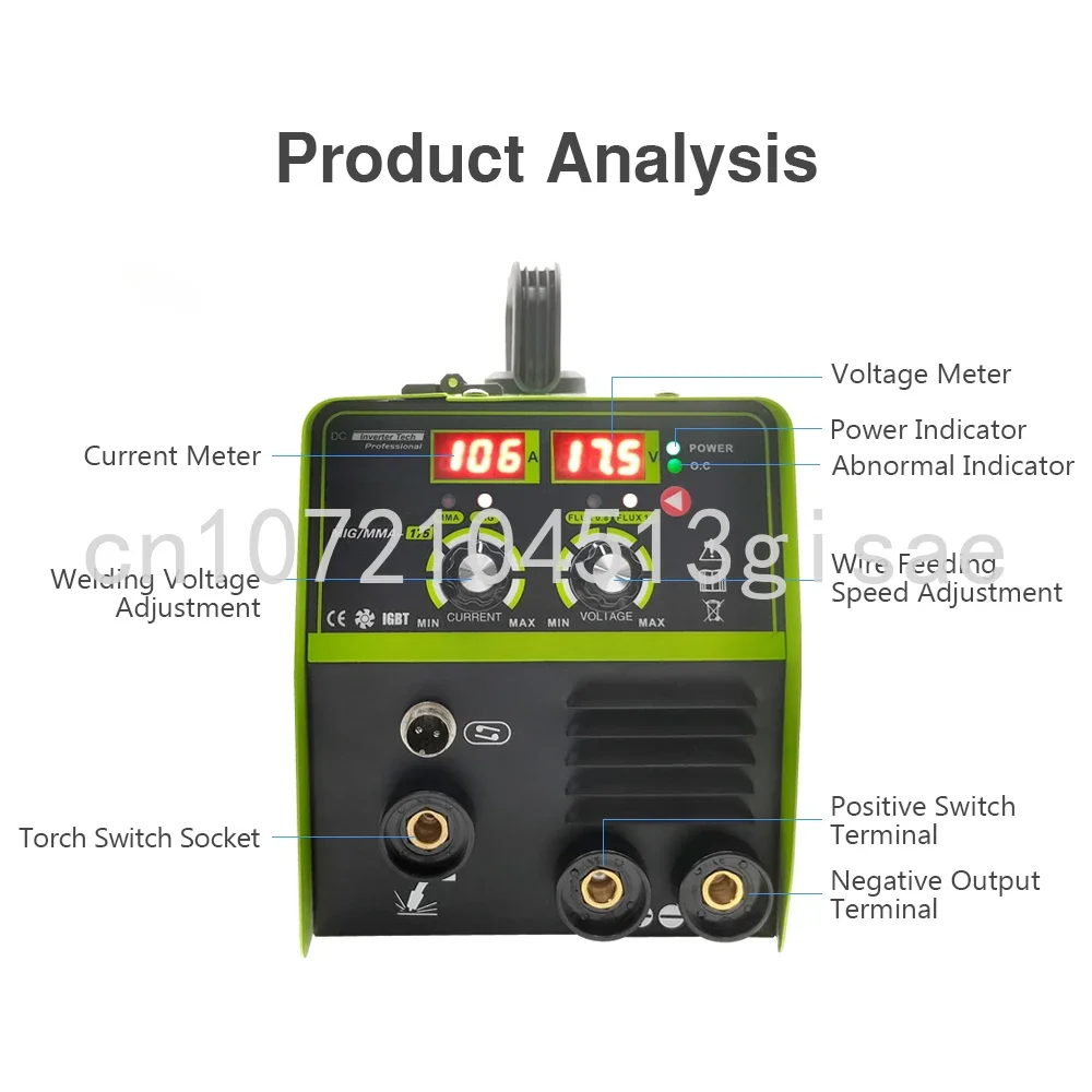 110V / 220V MIG MMA 175 saldatrice elettrica semiautomatica senza attrezzatura per saldatura saldatrice a Gas con fili Flux Core da 0.5kg