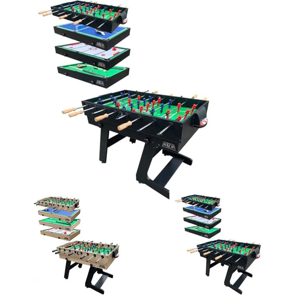 

Игровой стол 4-в-1 (55 предметов): футбол, бильярд, аэрохоккей, настольный теннис с аксессуарами для взрослых, семей и игровых комнат — прочный и складной