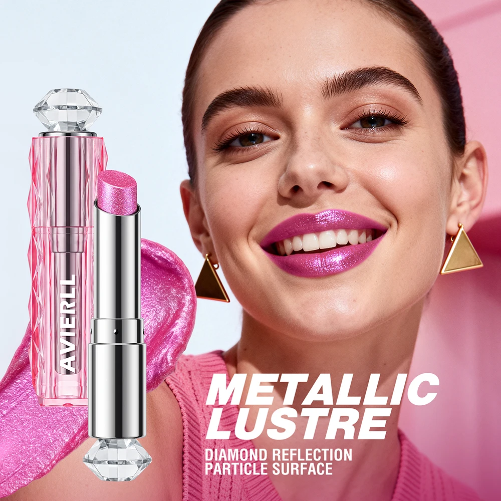 Metallic Diamond Shimmer Lipstick, Iridescent Fine Glitter Lip Makeup, Daily Lip Cosmetic for Women, Ideal Halloween Gift,
