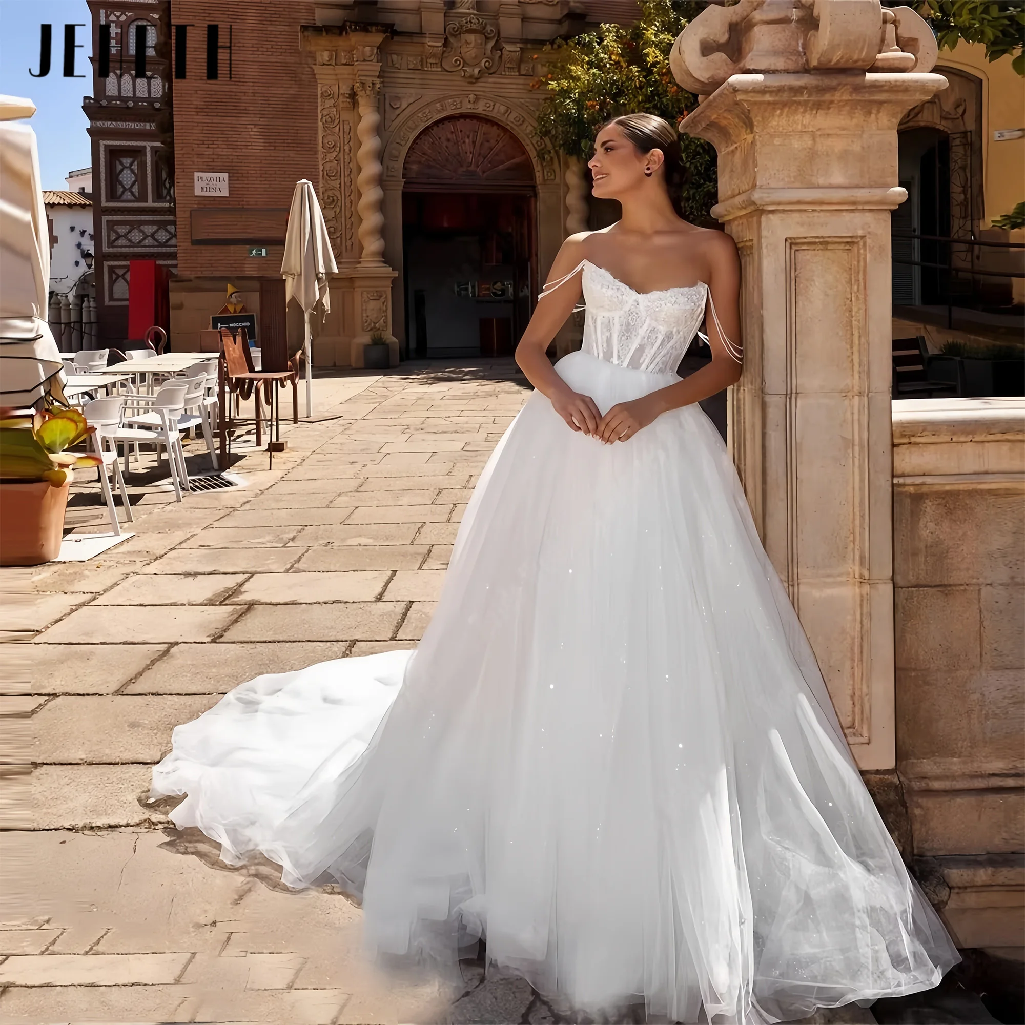 

Boho A-Line Women Wedding Dresses Pretty Sleeveless Bride Gowns Minimalist Style Mopping Length A-Line Party Robes Customized
