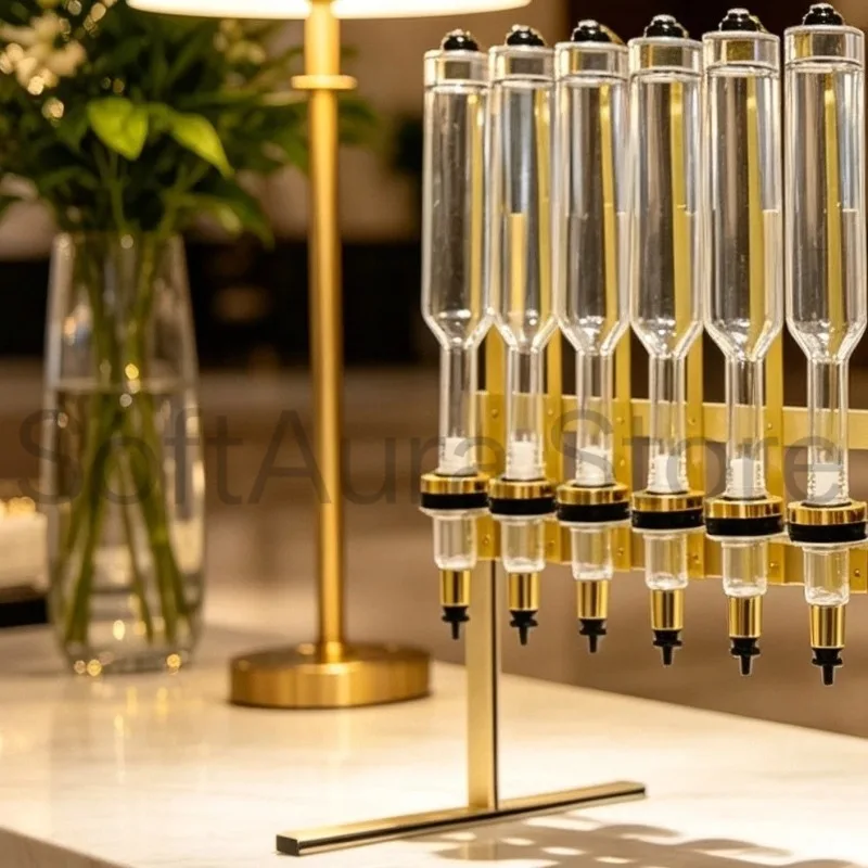 Metal Desktop Scent Bar Gold Frame 12 Nozzles 375/500ml Premium Aroma Dispenser Stand
