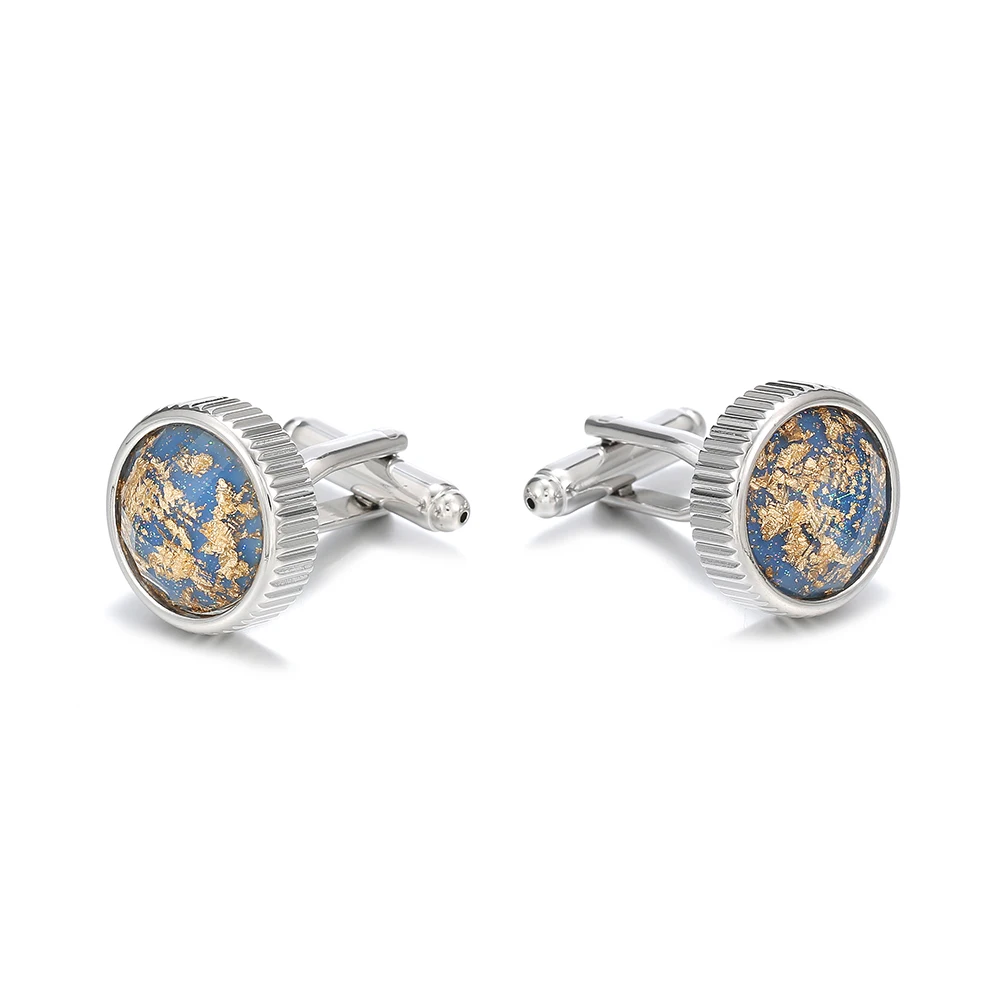 606 Blue Starry Sky Rhodium Plated French Cuff Shirt Buttons Elegant Fashion Accessory for Stylish Grooming