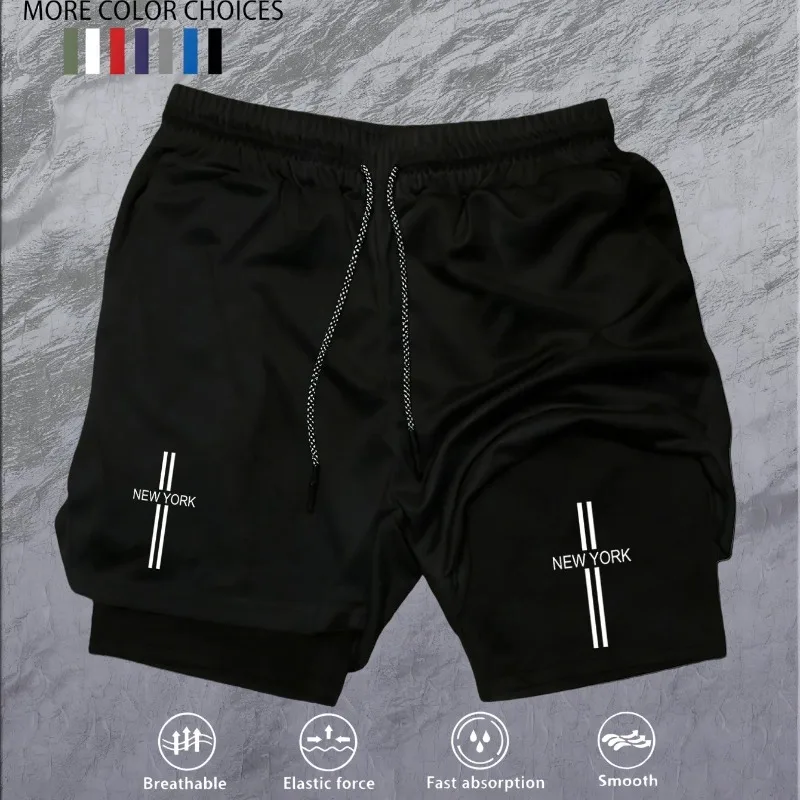 Workout Sports Shorts for Men 2-in-1 Double Deck Marathon Running Comfortable  Fitness Training Pants Racing Gym Wear Jogging