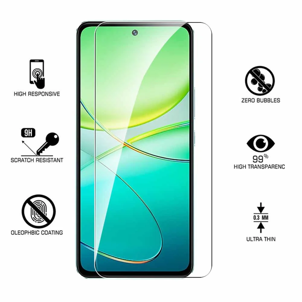 4PCS 9H Tempered Film Case For Vivo 3T 5G Screen Protector For Vivo V40 SE 3T Y200E 5G Y100 4G 2024 Safety Protective Film Cover