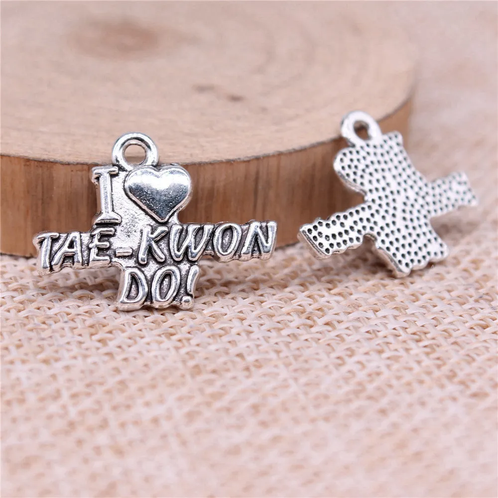 

Pendant I Love Tae-Kwon-Do Charms Jewelry Pendants 22x17mm 20pcs