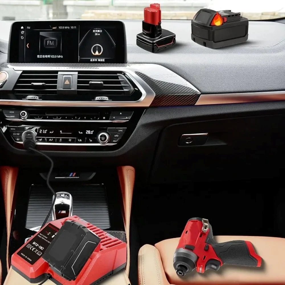 Compatible Battery Charger for Milwaukee 12V 14V 18V M18 M12 Battery Plug with LED Indicator Light Car Charger view 4