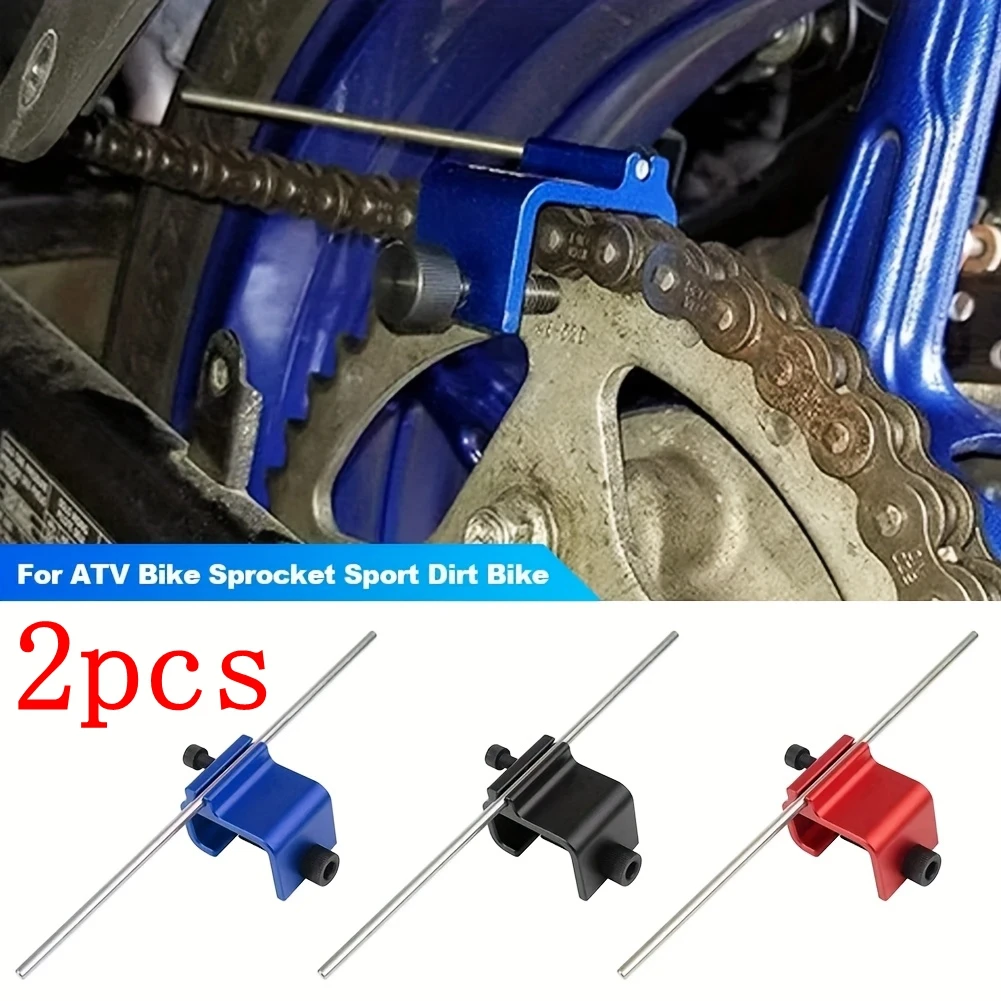 2PCS   Motorcycle Chain Alignment Tool - Heavy Duty Chain Straightener for Dirt Bike/ATV, Adjuster & Repair Kit with Guide